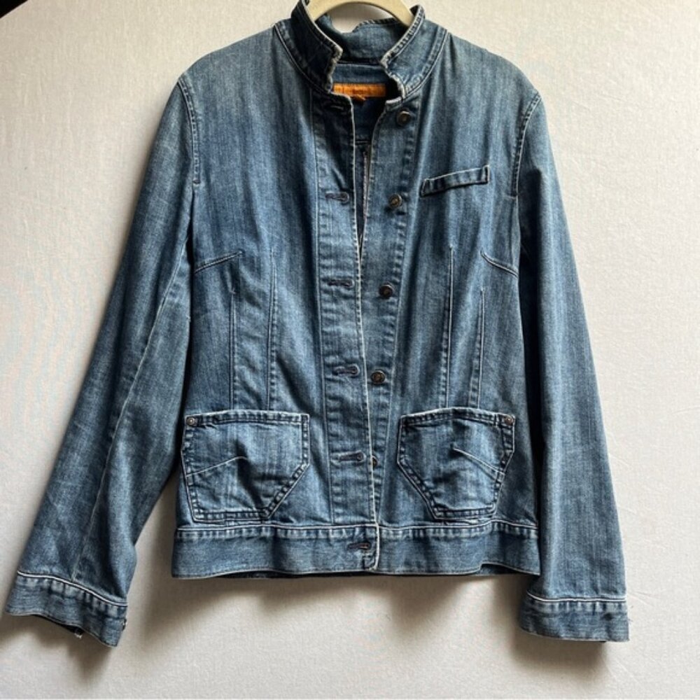 James Cured by Sean Jean Denim Jacket Blue Button Up Small